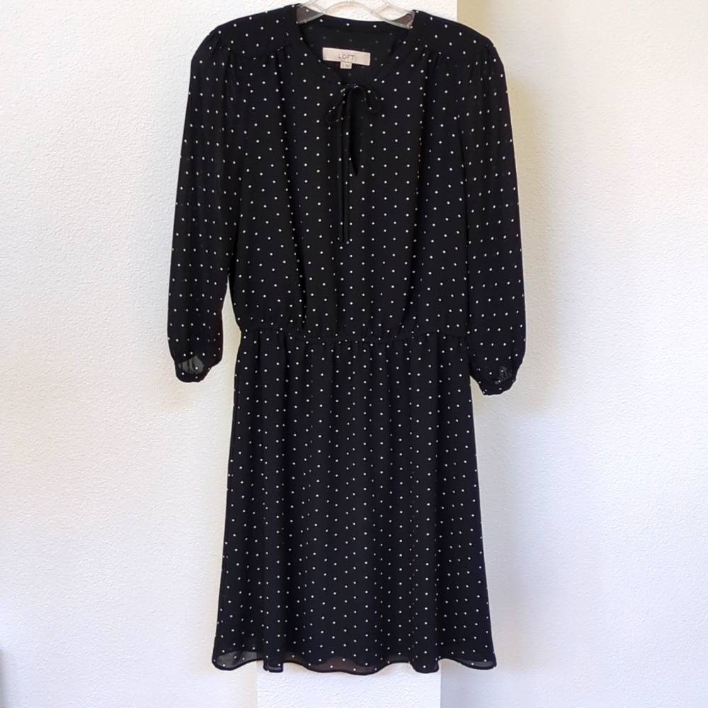 LOFT Black and white polka dot dress size S